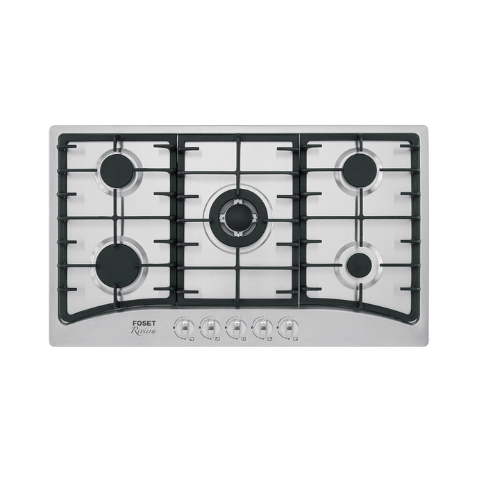 Parrilla gas empotrable 90cm, 5 quem, acero inox, RIVIERA