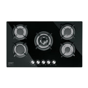 Parrilla gas empotrable 90cm, 5 quem, vidrio negro, RIVIERA