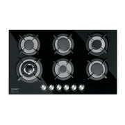 Parrilla gas empotrable 90cm, 6 quem, vidrio negro, RIVIERA