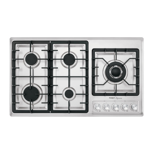 Parrilla gas empotrable 90cm, 5 quem, lateral, inox, RIVIERA
