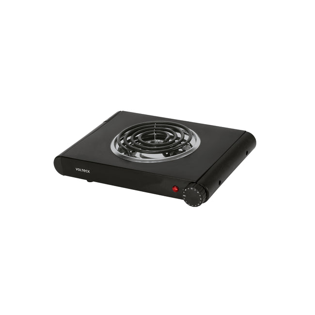 Parrilla eléctrica 1 quemador espiral, negra, VOLTECK