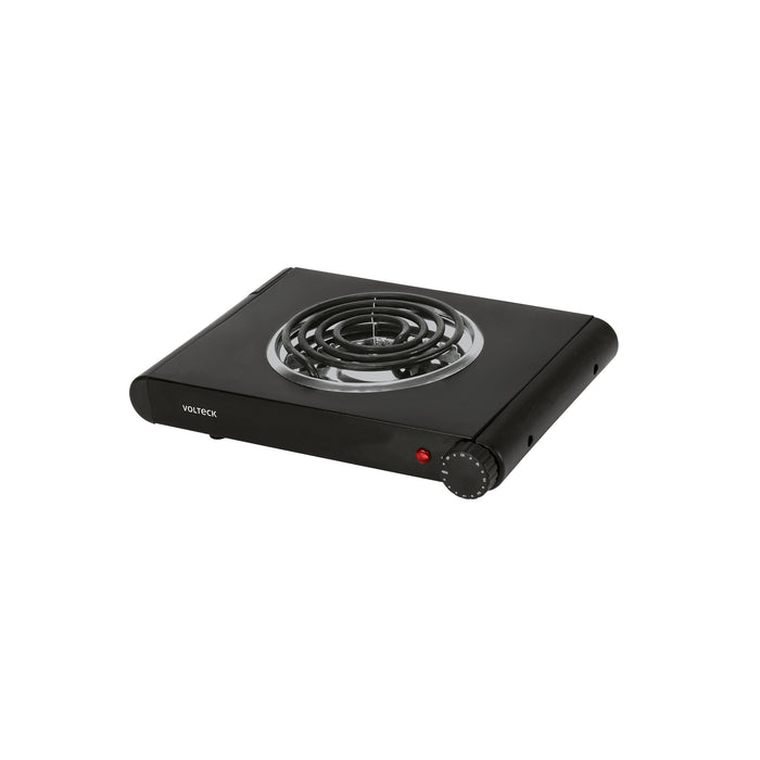 Parrilla eléctrica 1 quemador espiral, negra, VOLTECK
