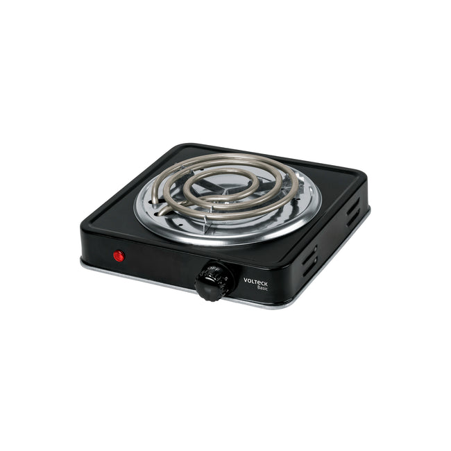 Parrilla eléctrica 1 quemador en espiral, negra, BASIC