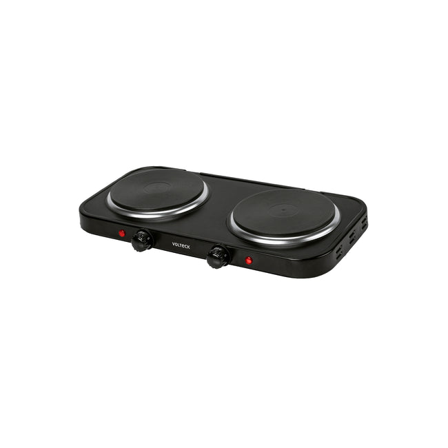 Parrilla eléctrica 2 quemadores de disco, negra, VOLTECK