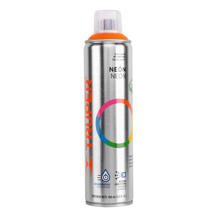 Pintura en aerosol, naranja neón, bote esbelto, 400 ml