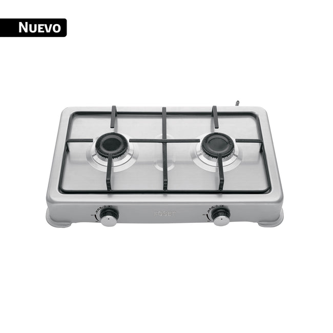 Parrilla de gas de sobreponer,2 quemadores, inox, FOSET AERO