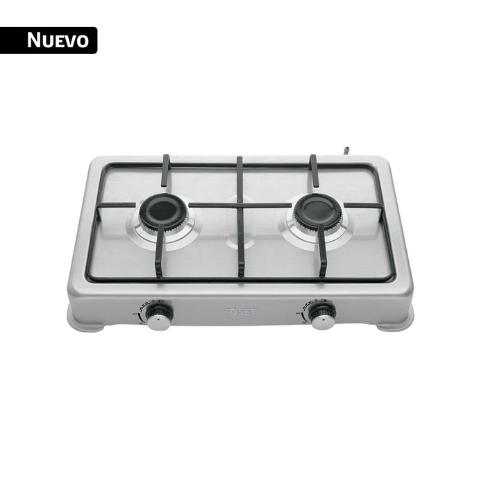 Parrilla de gas de sobreponer,2 quemadores, inox, FOSET AERO