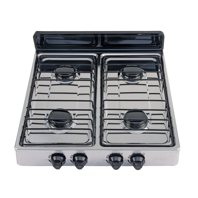 Parrilla de gas de sobreponer 4 quemadores, inox, FOSET