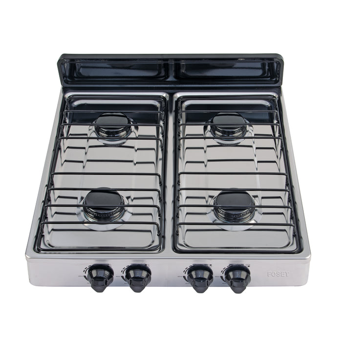 Parrilla de gas de sobreponer 4 quemadores, inox, FOSET