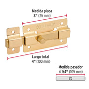 Pasador de barra plana 3' acabado latón, HERMEX
