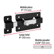 Pasador de barra plana 3', negro, HERMEX