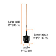 Pala irrigación T-2000 3 perforaciones, arrocera, mango 45'