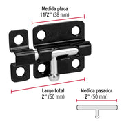Pasador de barril 2' de acero acabado negro, HERMEX