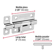 Pasador de barril de acero cromo 3', HERMEX