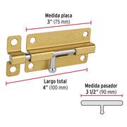 Pasador de barril de acero latón 4', HERMEX