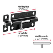 Pasador de barril 4' de acero acabado negro, HERMEX