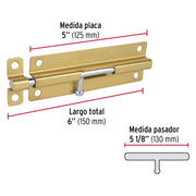 Pasador de barril de acero latón 6', HERMEX