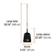 Pala carbonera chica T-2000 con mango largo de 43', TRUPER