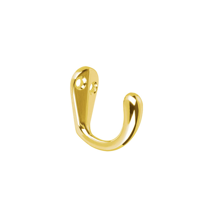 Gancho sencillo tipo perchero, 4 cm, latón brillante, HERMEX