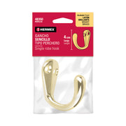 Gancho sencillo tipo perchero, 4 cm, latón brillante, HERMEX