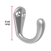 Gancho sencillo tipo perchero, 4 cm, cromo mate, HERMEX