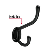 Gancho doble largo y corto tipo perchero, 11 cm, negro