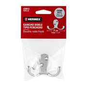 Gancho doble tipo perchero, 7 cm, cromo mate, HERMEX
