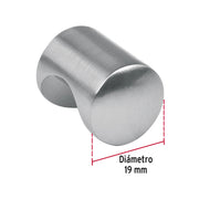 Perilla metálica estilo 'Cilindro', níquel satinado, HERMEX