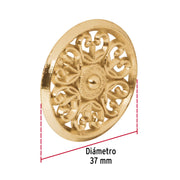 Perilla metálica estilo 'Colonial', latón brillante, HERMEX