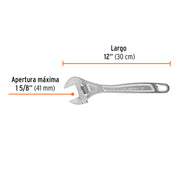 Llave ajustable (perico) 12' profesional cromada, EXPERT