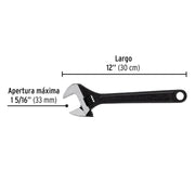 Llave ajustable (perico) 12' pavonada, PRETUL