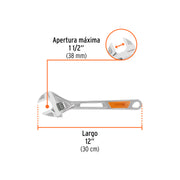 Llave ajustable (perico) 12' cromada, TRUPER