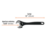 Llave ajustable (perico) 12' profesional pavonada, EXPERT