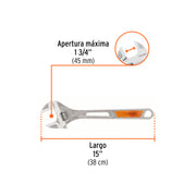 Llave ajustable (perico) 15' cromada, TRUPER