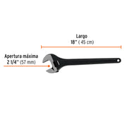 Llave ajustable (perico) 18' profesional pavonada, EXPERT