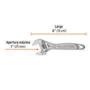 Llave ajustable (perico) 6' profesional cromada, EXPERT