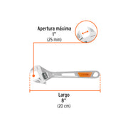 Llave ajustable (perico) 8' cromada, TRUPER