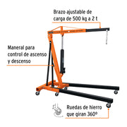 Pluma hidráulica 2 ton, plegable, TRUPER