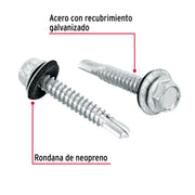 50 pijas #14 x 1-1/2' hexagonal, punta broca con rondana