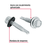 50 pijas #14 x 1-1/4' hexagonal, punta broca con rondana