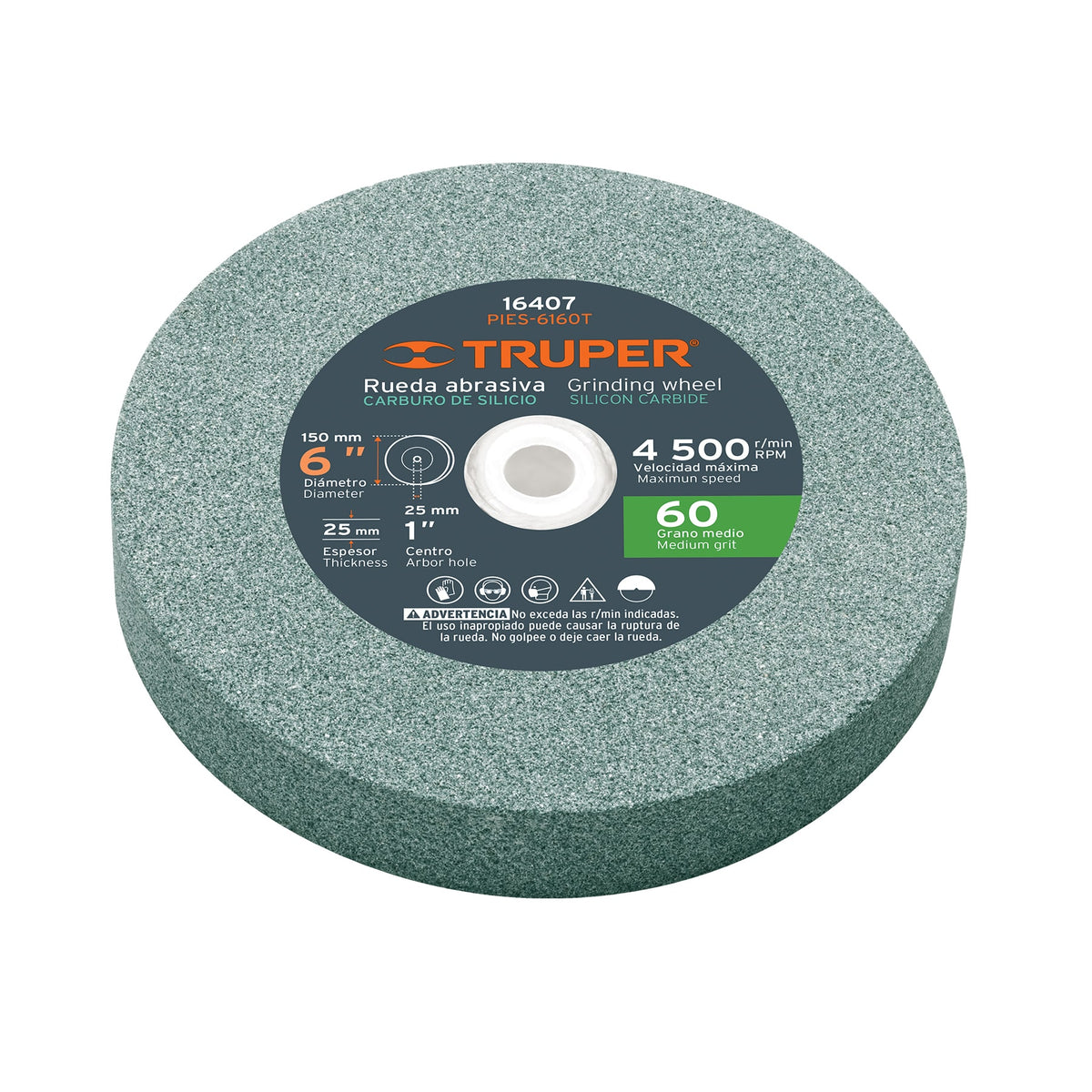 Rueda abrasiva p/esmeril 6'x25mm, carburo silicio, grano 60