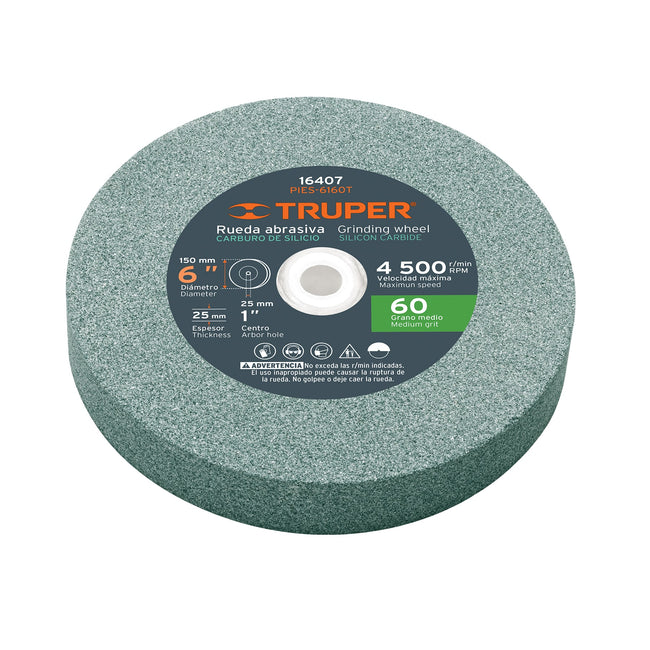 Rueda abrasiva p/esmeril 6'x25mm, carburo silicio, grano 60