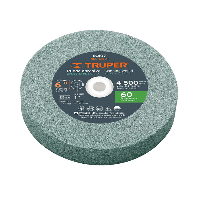 Rueda abrasiva p/esmeril 6'x25mm, carburo silicio, grano 60