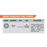 Rueda abrasiva p/esmeril 6'x19mm, carburo silicio, grano 60
