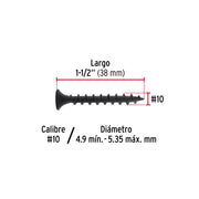 100 pijas #10 x 1-1/2'cabeza plana phillips multiusos