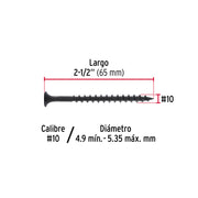 100 pijas #10 x 2-1/2'cabeza planaphillips multiusos