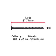 100 pijas #10 x 3'cabeza plana phillips multiusos