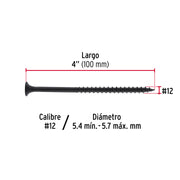 100 pijas #12 x 4'cabeza plana phillips multiusos