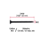 100 pijas #12 x 2-1/2'cabeza plana phillips multiusos