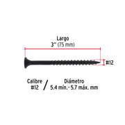 100 pijas #12 x 3'cabeza plana phillips multiusos
